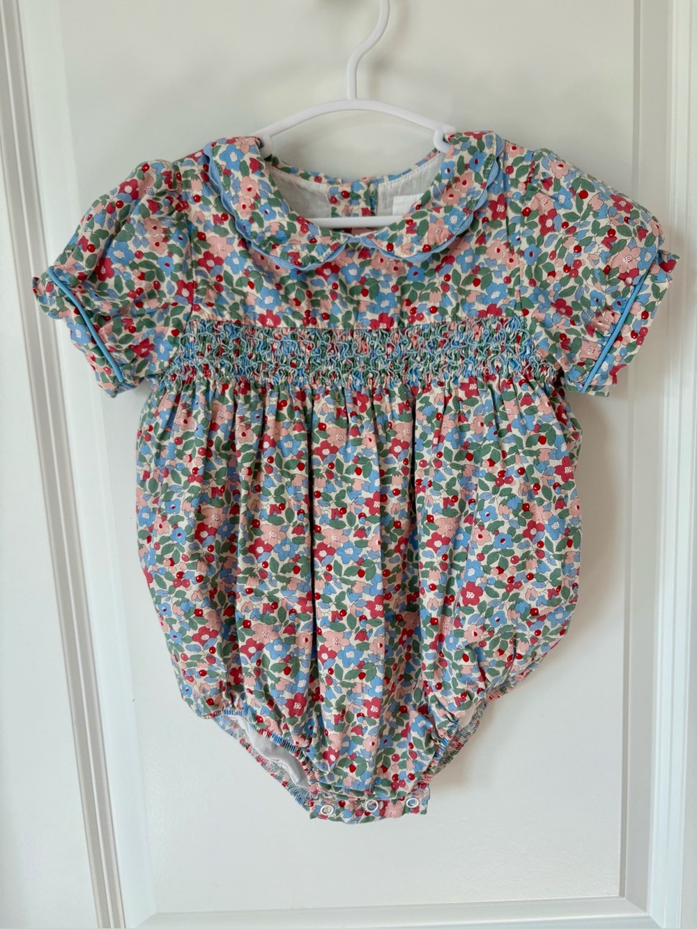 Southern Smocked Company Floral Smocked Bubble Romper 3T